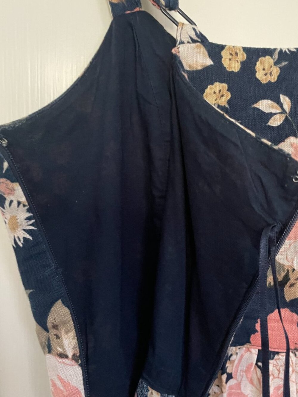 Cynthia Rowley Navy Floral Linen Dress Size 4 - Picture 5 of 6
